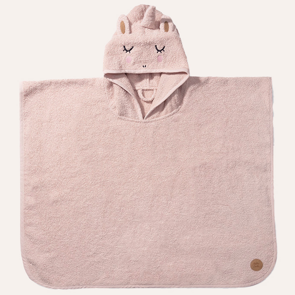 BADPONCHO EENHOORN «LARA»|1 - 4 JAAR | 52 X 63 CM | LICHT ROZE