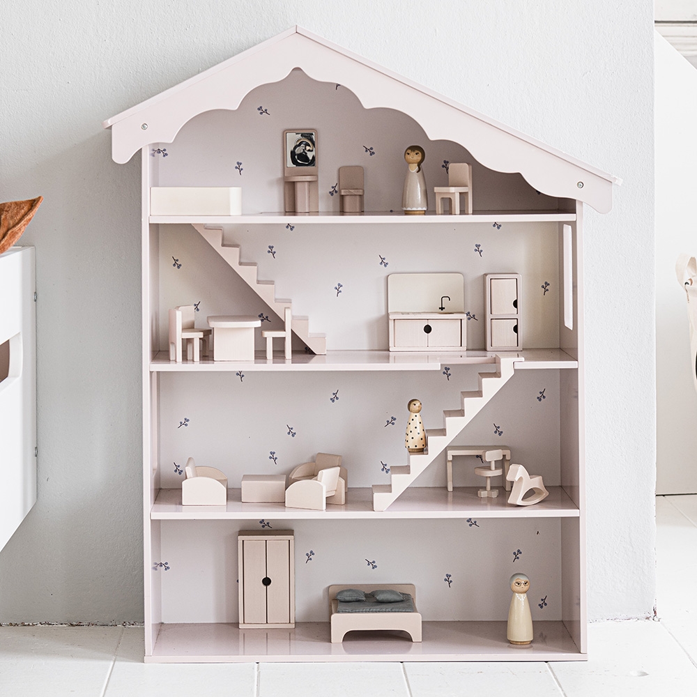 houten poppenhuis in licht roze | Petite Amélie